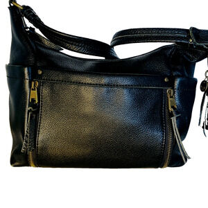 The Sak Collection Black Pebbled Leather Hobo Crossbody Bag Woman's NWT